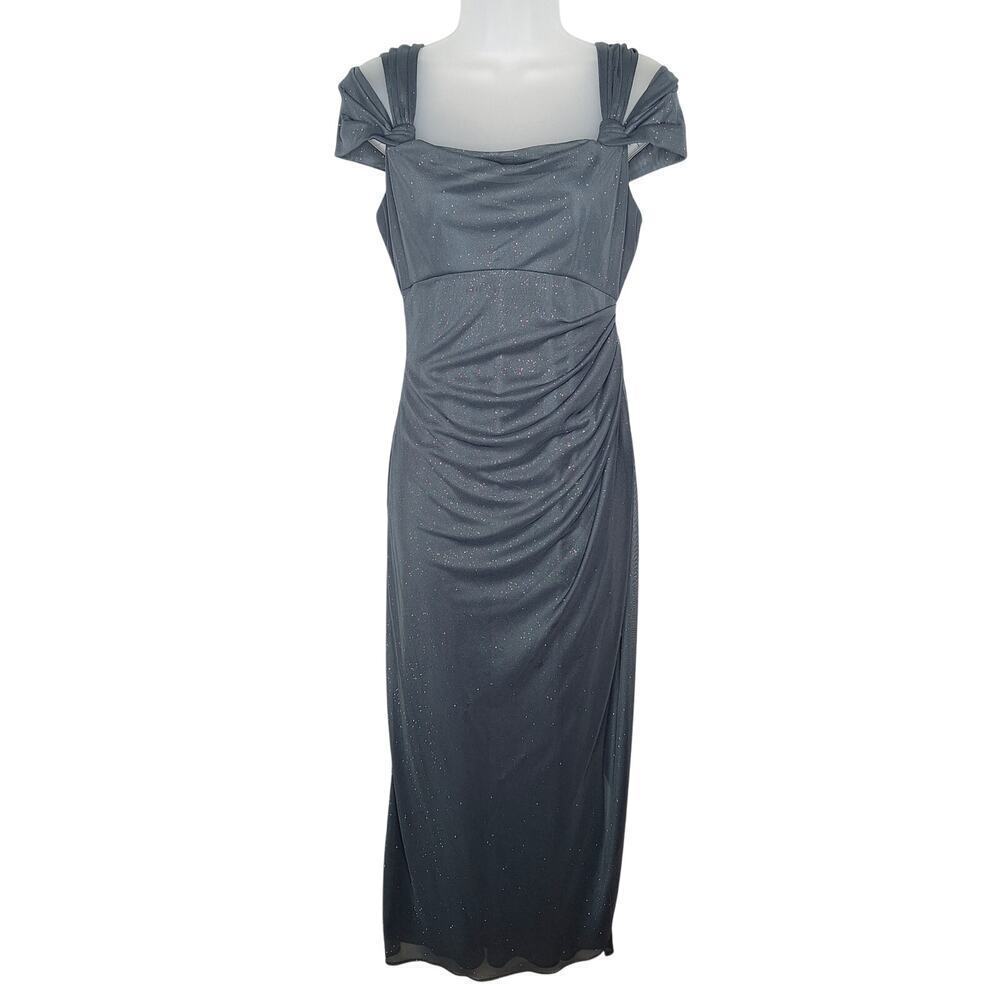 Vintage Y2K Alex Evenings Glitter Gown 6 Fairy Whimsygoth Sheer Mesh Maxi Dress